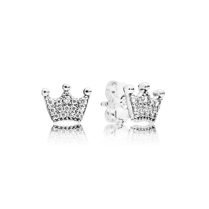 Örhängen "Crown" med vita Austrian Crystals och i 925 Sterling silverplätering - 2