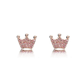 Örhängen "Crown" med vita Austrian Crystals och i 18K RoséGuldplätering