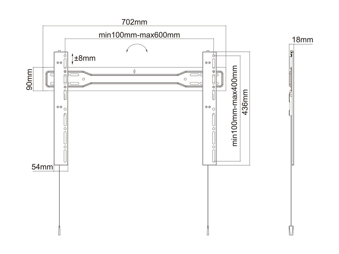 M VESA Wallmount Super Slim Fixed 600 MAX - 18