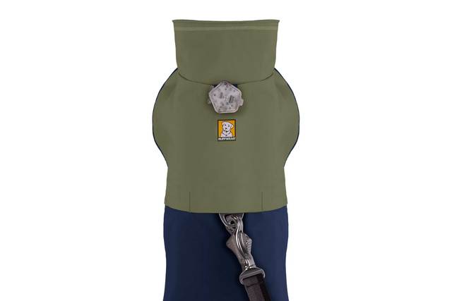 Ruffwear Sun Shower Regntäcke 2021 - Midnight Blue - Öppning för koppel