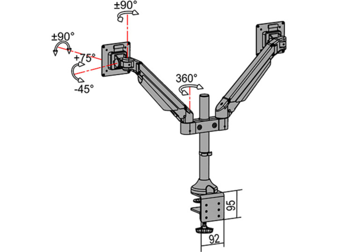 M VESA Gas Lift Arm Dual White - 28