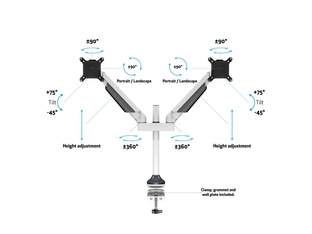 M VESA Gas Lift Arm Dual White - 10