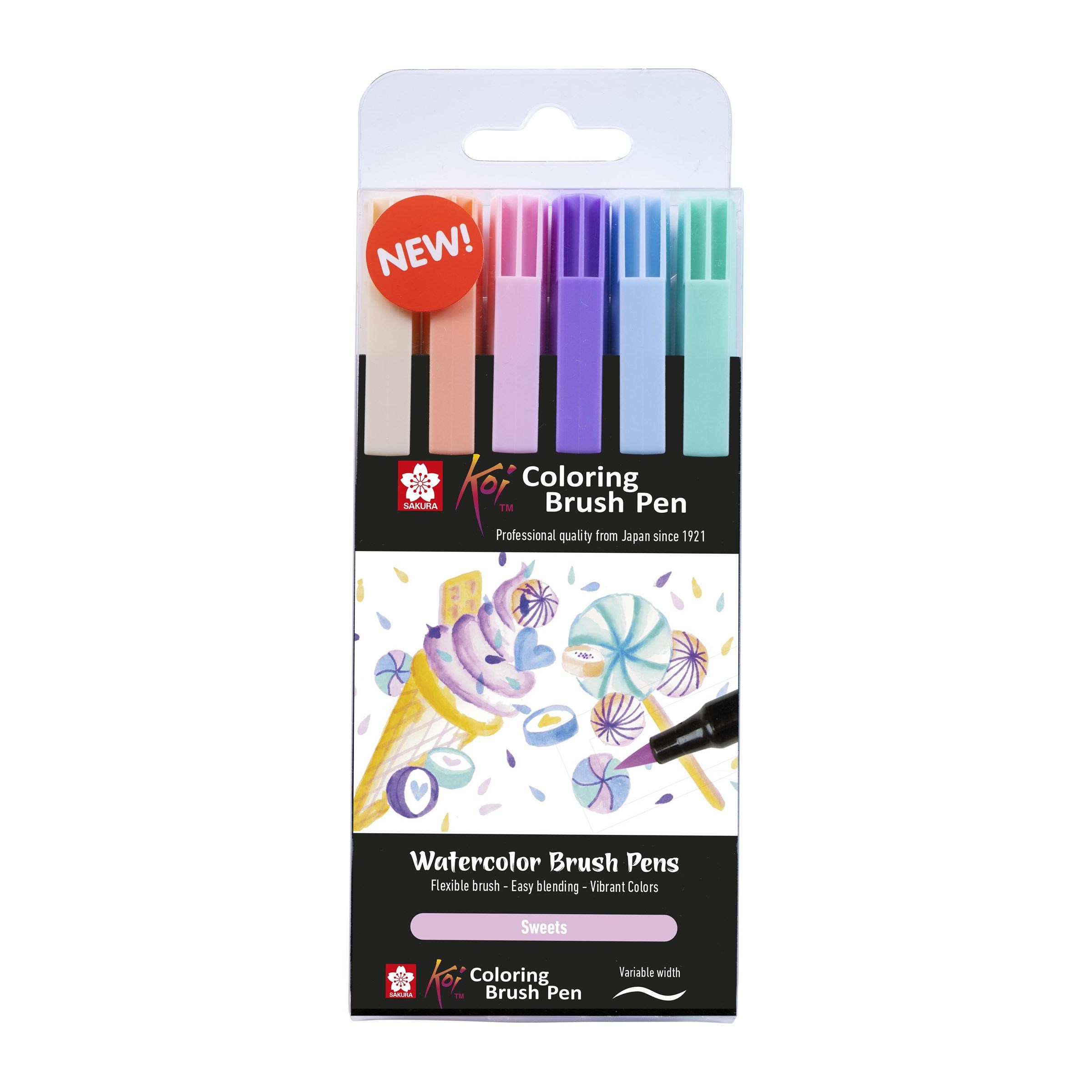 Koi colouring brush pen set 6 Sweets