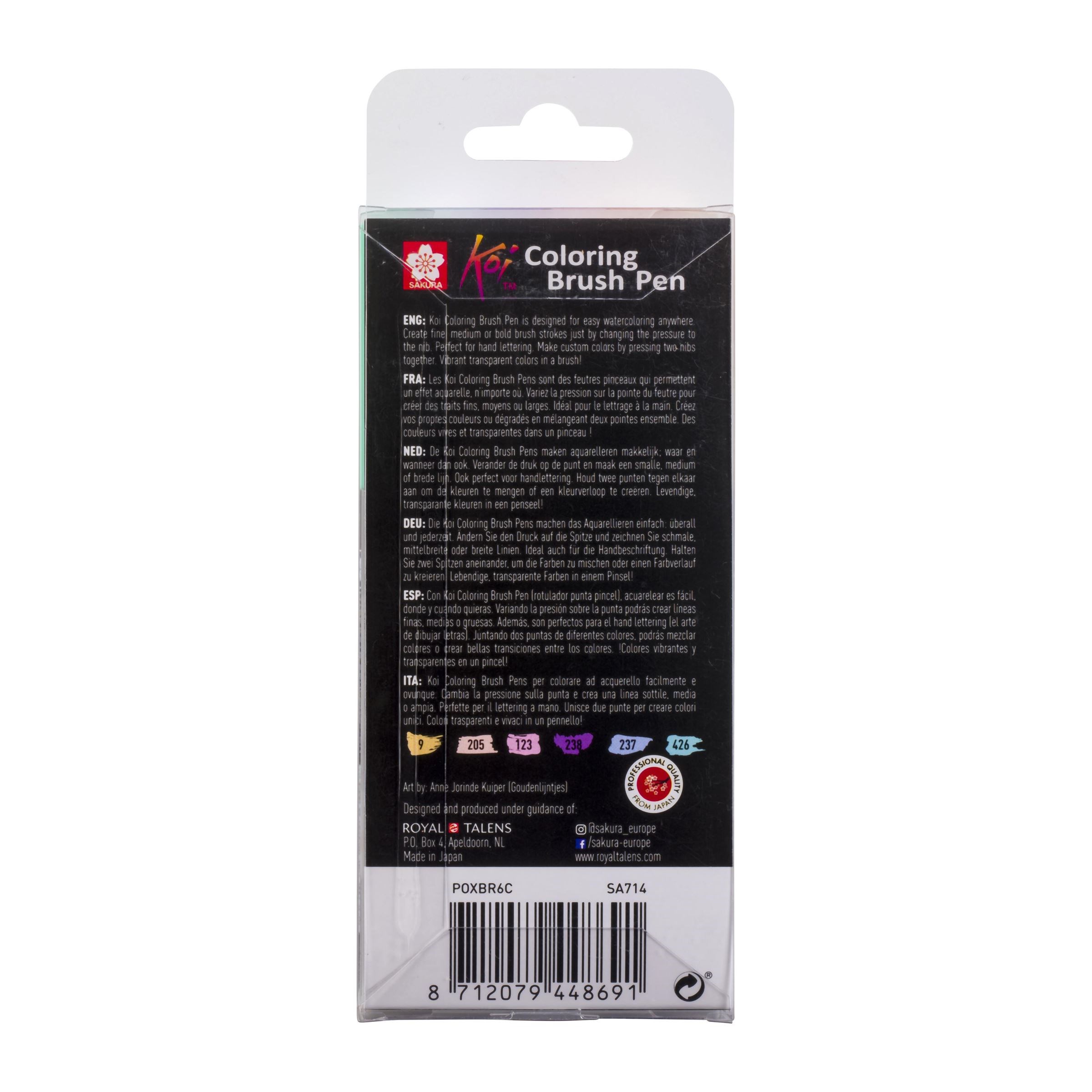Koi colouring brush pen set 6 Sweets - 4