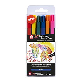 Koi Colouring Brush Set, 6 Bright colours