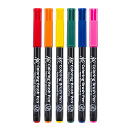 Koi Colouring Brush Set, 6 Bright colours