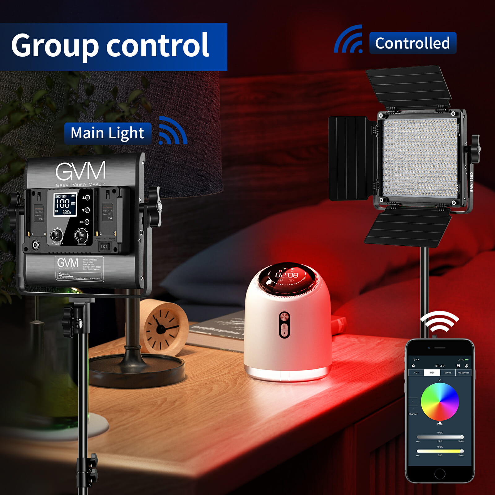 GVM 850D RGB LED Studio 3-Video Light Kit - 12