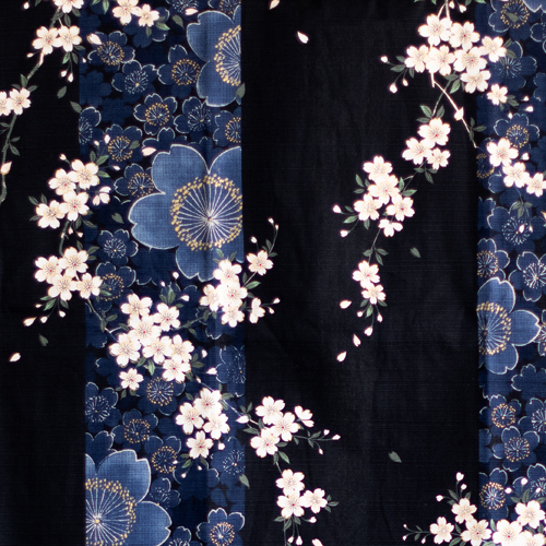 Yukata, blå blomma, kort modell - 2