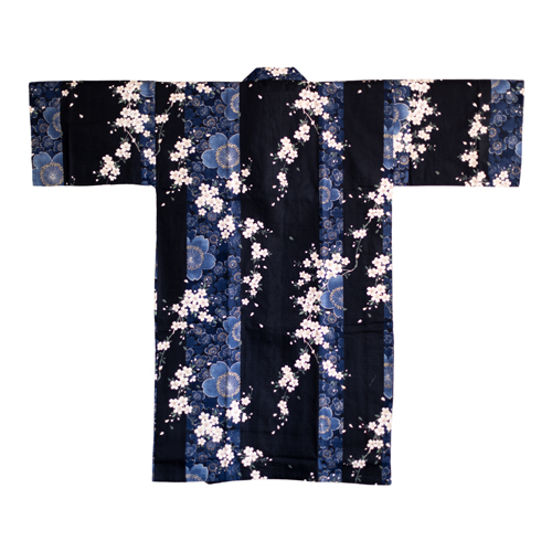 Yukata, blå blomma, kort modell