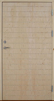 Stalldörr liggande spår är en ladugårdsdörr med liggande spår. Stalldörrens yta är av plywood.