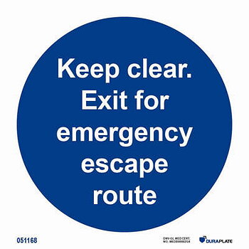 IMO-sign "Keep clear. Exit for emergency escape route" - IMPA 33.5800