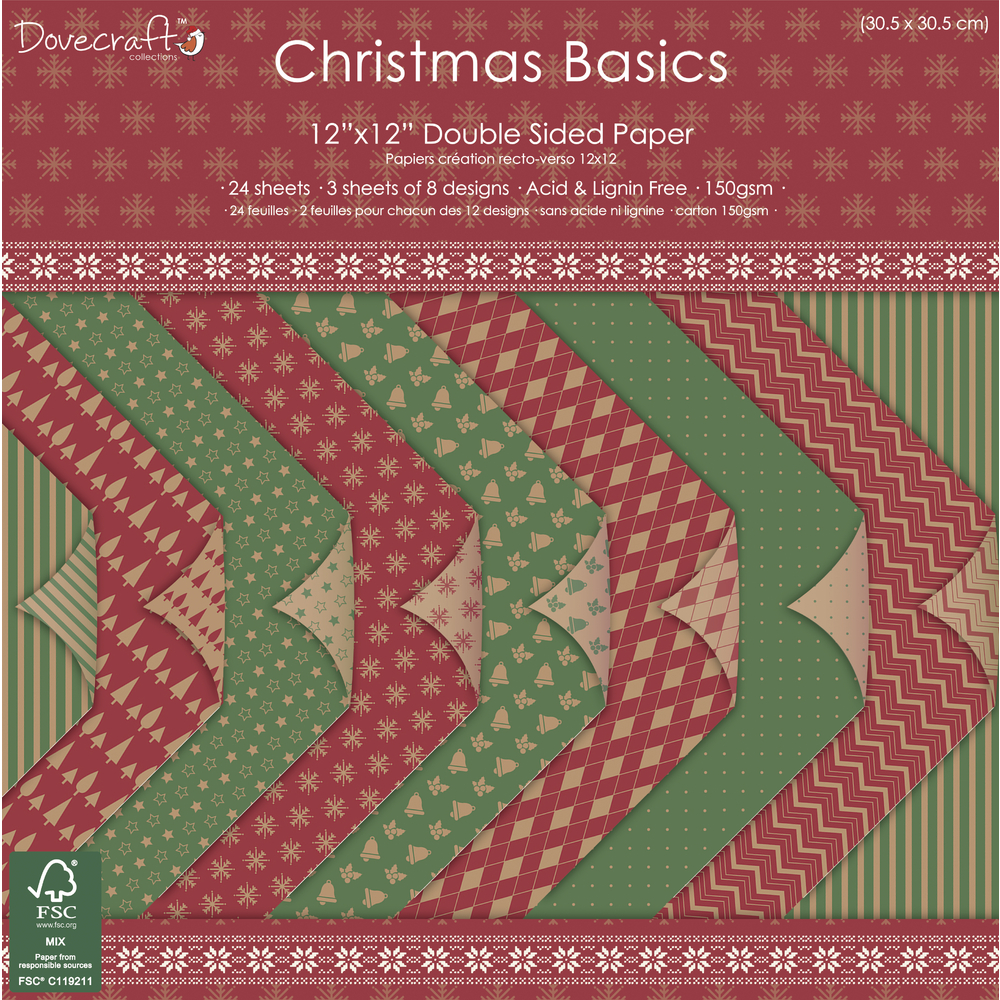 Christmas Basics , 12x12" block, Dovecraft, Trimcraft