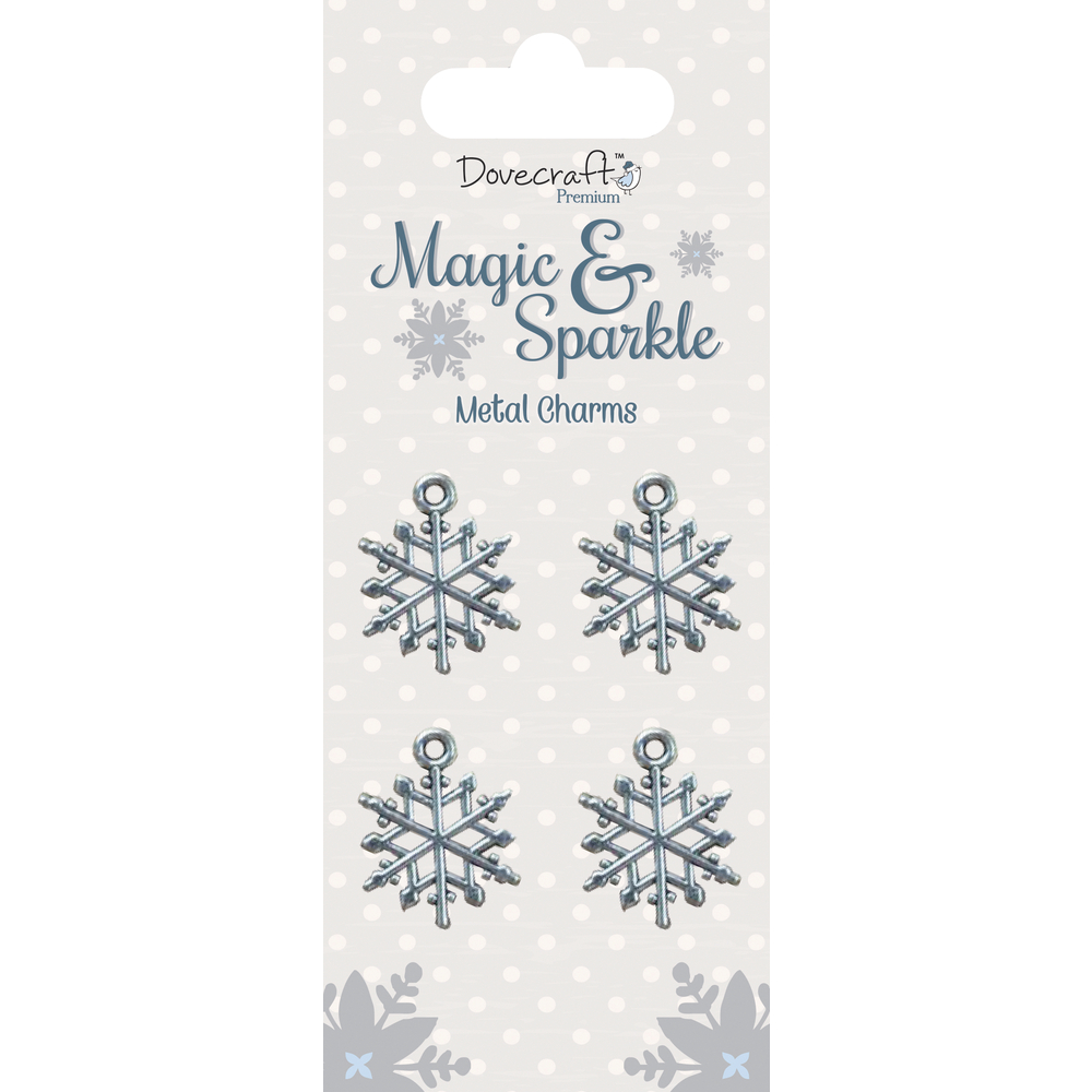 Snöflinga - charm, 6st, Magic & Sparkle, Dovecraft