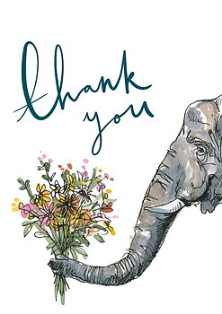 Thank You Elephant, Single Greeting Card
