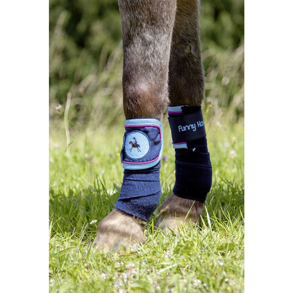 Fleecebandage Funny Horses deep blue