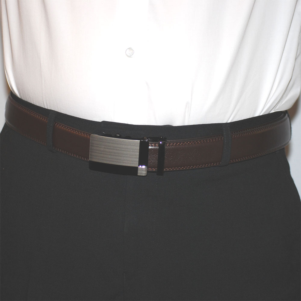 Läderbälte stripe brun 1009 B - 2