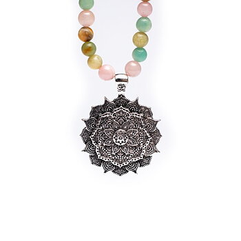 Mala Rose Quartz/ Amazonite/ Rhodonite + Lotus