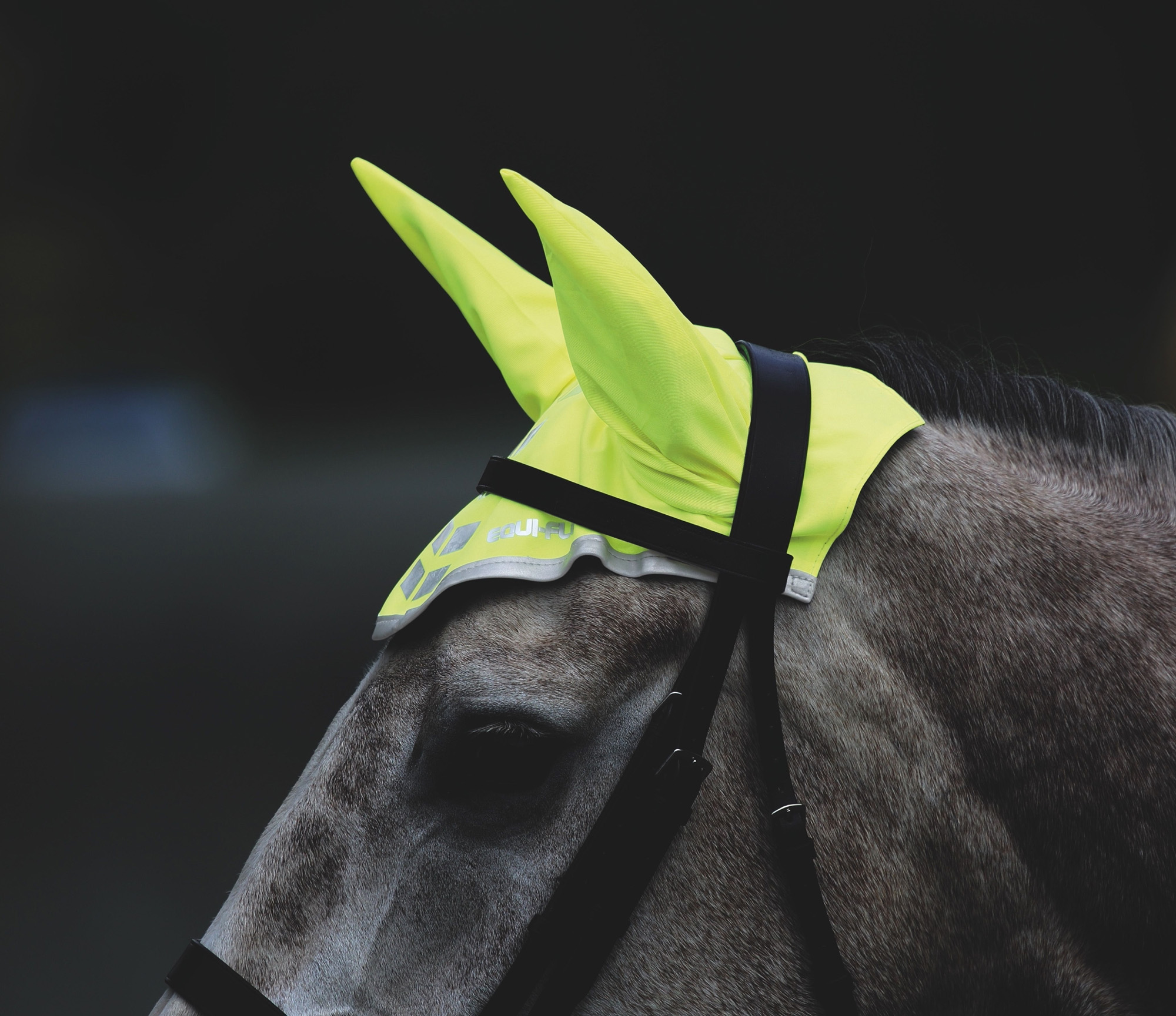 Shires Equi-Flector Fly veil - Reflex huva - Neongul (Full)