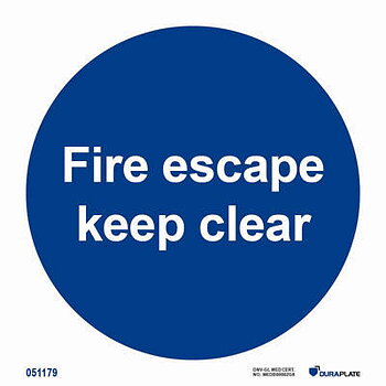 IMO-sign "Fire escape keep clear" - IMPA 33.5811