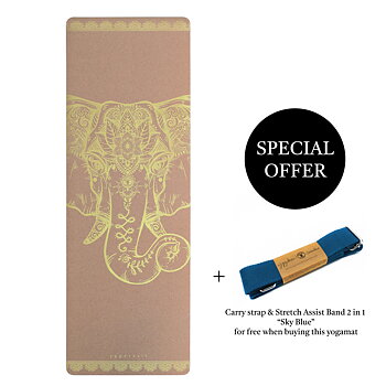 Cork Yoga Mat: Powerful Mind Gold + FREE Carry Strap | Yggdrasil