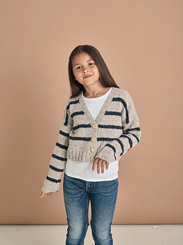 Kort randig cardigan till flickor i Hilde