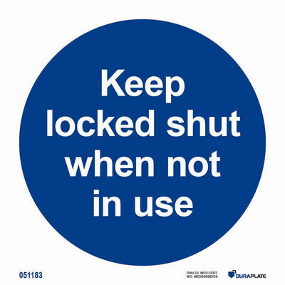 IMO-sign "Keep locked shut when not in use" - IMPA 33.5815