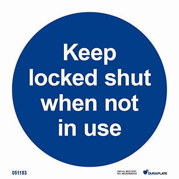 IMO-sign "Keep locked shut when not in use" - IMPA 33.5815