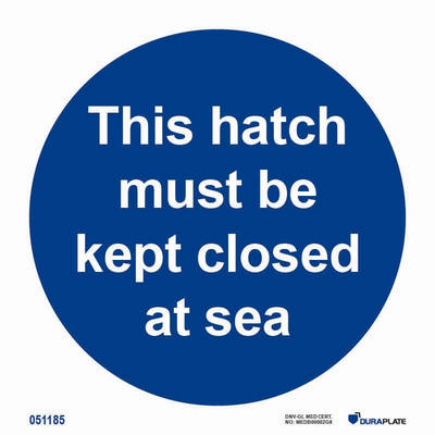 IMO-sign "This hatch must be kept closed at sea" - IMPA 33.5817