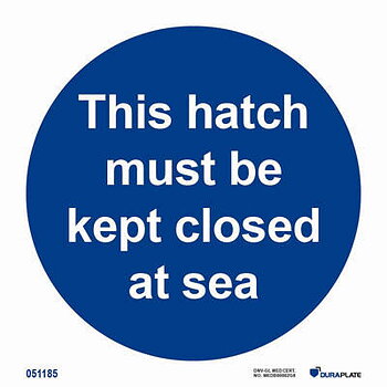 IMO-sign "This hatch must be kept closed at sea" - IMPA 33.5817