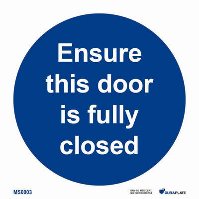 IMO-skylt "Ensure this door is fully closed" - IMPA 33.5821