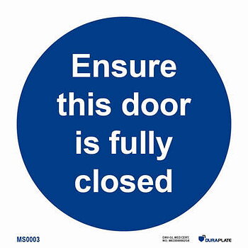 IMO-skylt "Ensure this door is fully closed" - IMPA 33.5821