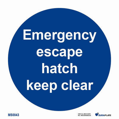 IMO-sign "Emergency escape hatch keep clear"