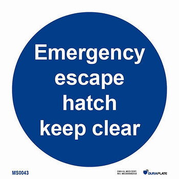 IMO-sign "Emergency escape hatch keep clear"