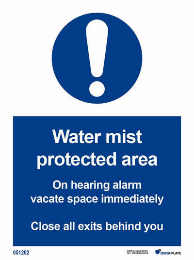 IMO-sign "Water mist protected area" 