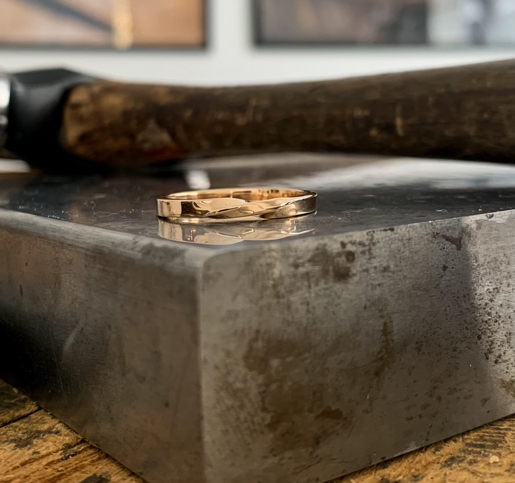 Ring Hazel 2 mm handgjord guld 18 karat  - 4