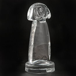 Erik Höglund (1960s) Rough-Hewn Clear Glass Woman 17 cm