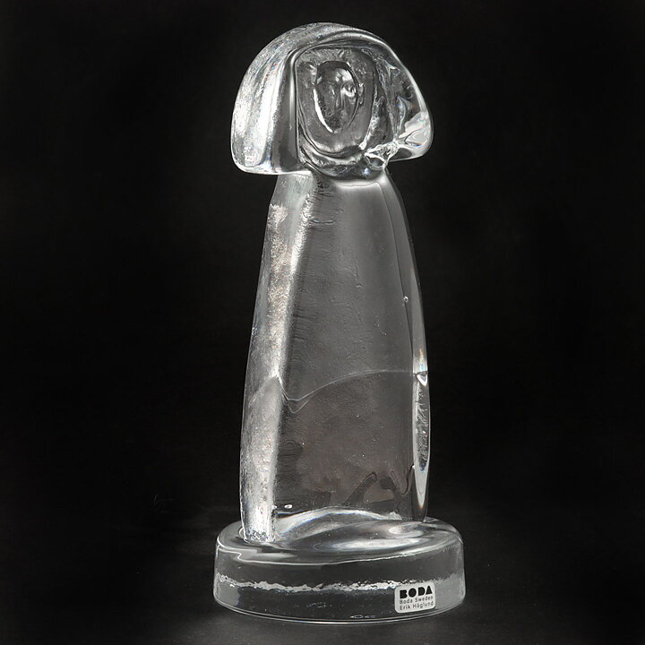 Erik Höglund (1960s) Rough-Hewn Clear Glass Woman 17 cm