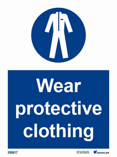 IMO-skylt "Wear protective clothing" - IMPA 33.5726
