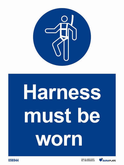 IMO-skylt "Harness must be worn" - IMPA 33.5743