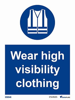 IMO-skylt "Wear high visibility clothing"