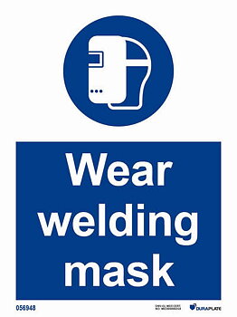 IMO-skylt "Wear welding mask"
