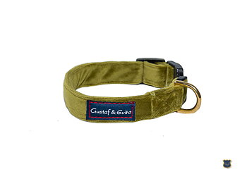 G&E Snk ställbart halsband Sammet Olivgrön