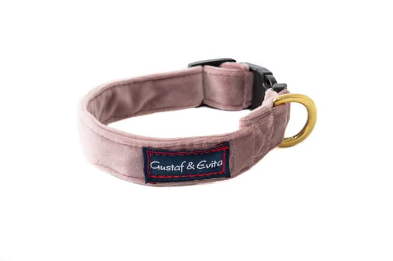 G&E Snk Sammet ställbart halsband Gammelrosa
