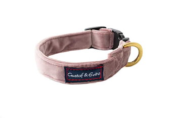 G&E Snk Sammet ställbart halsband Gammelrosa