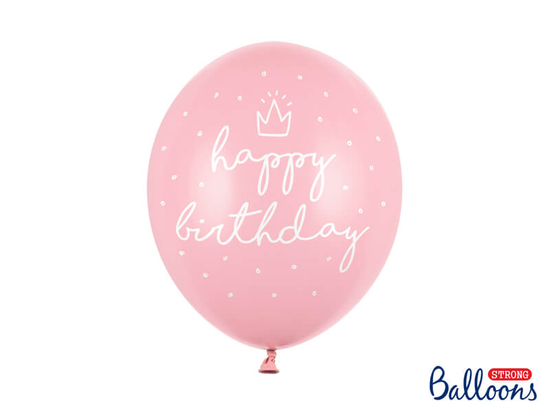Ballonger | 6-pack | Rosa "happy birthday"