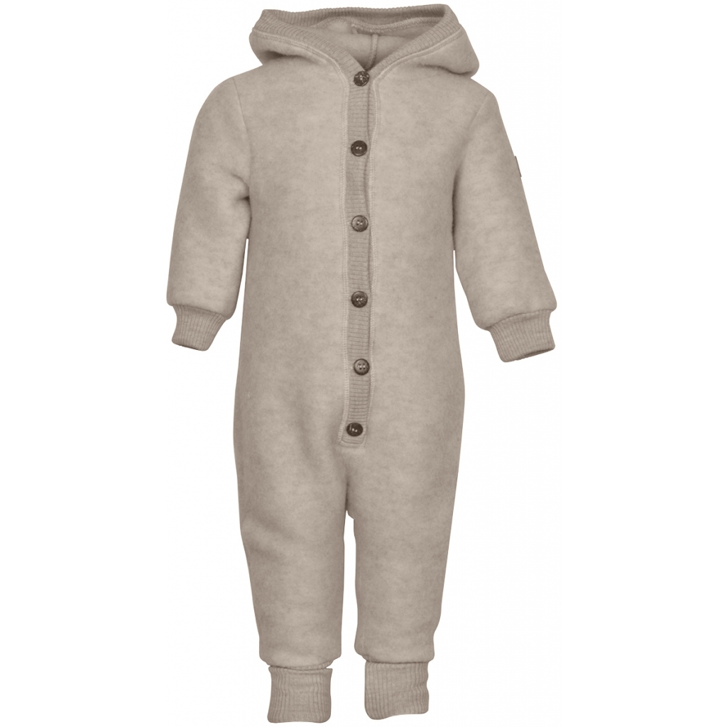  Wool Baby Suit w. Hood Melange Offwhite