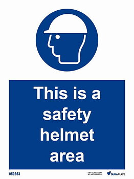 IMO-skylt "This is a safety helmet area - IMPA 33.5733