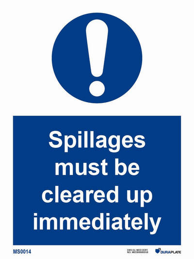 IMO-sign "Spillages must be cleared up immediately" - IMPA 33.5740