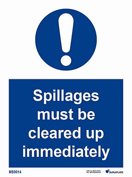 IMO-sign "Spillages must be cleared up immediately" - IMPA 33.5740