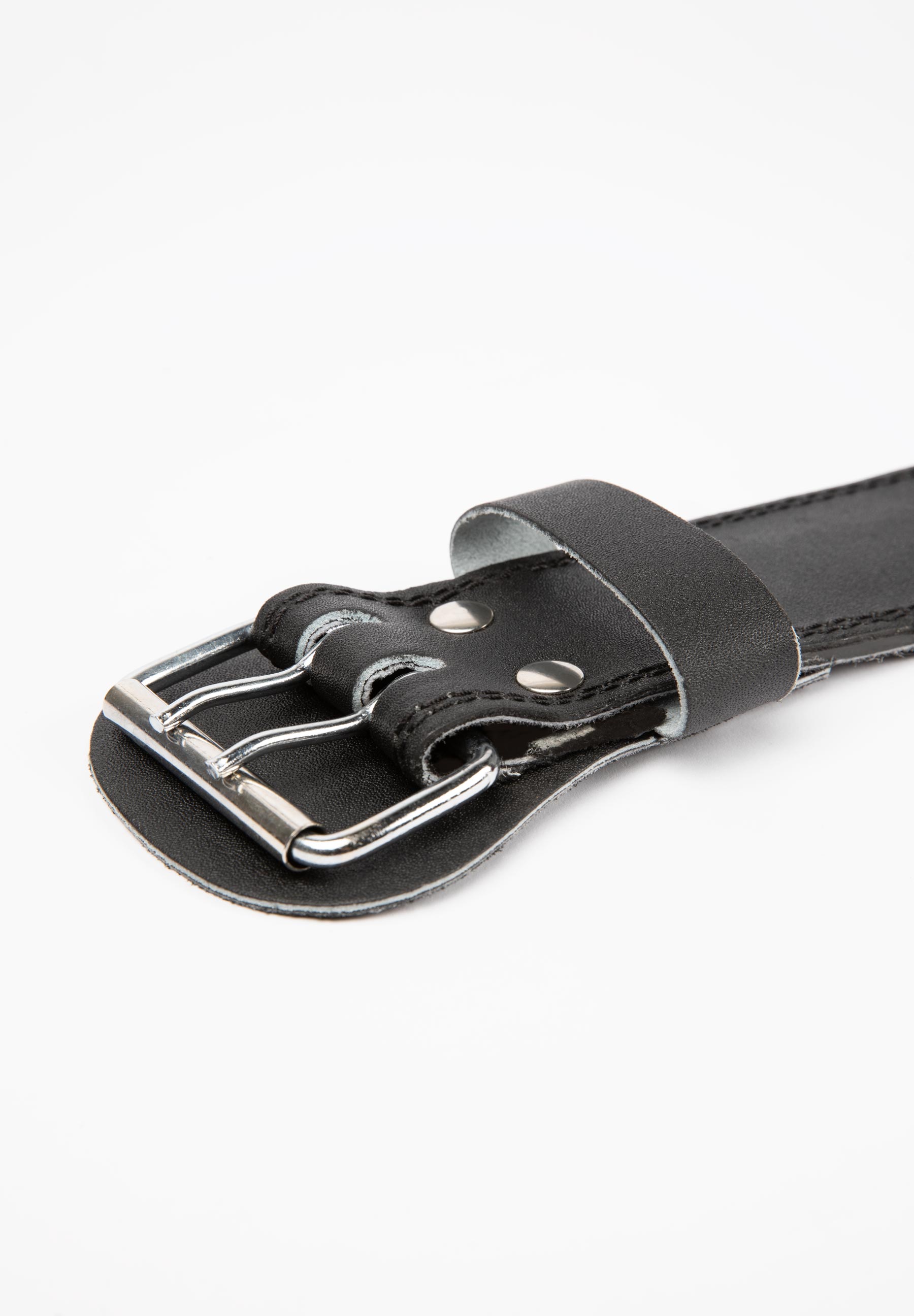 4 Inch Padded Leather Belt, black/red - 3